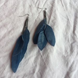 Blue feather earrings